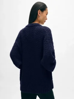 Discount White + Warren alpaca blend cardigan Navy