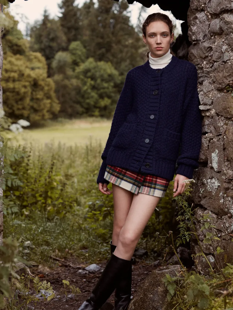 Discount White + Warren alpaca blend cardigan Navy