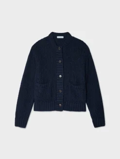Discount White + Warren alpaca blend cardigan Navy