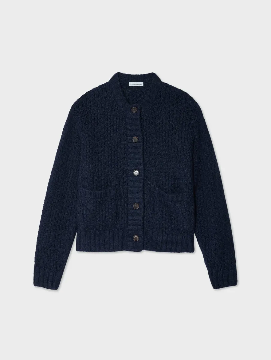 Discount White + Warren alpaca blend cardigan Navy