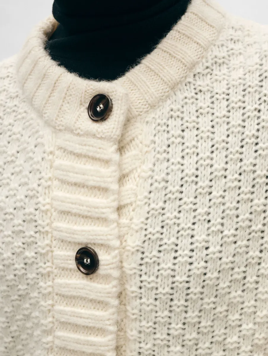 Clearance White + Warren alpaca blend cardigan Ivory