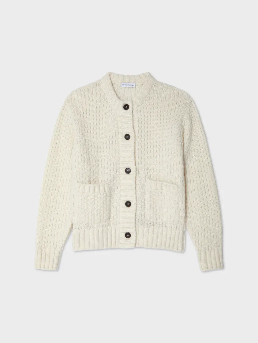 Clearance White + Warren alpaca blend cardigan Ivory