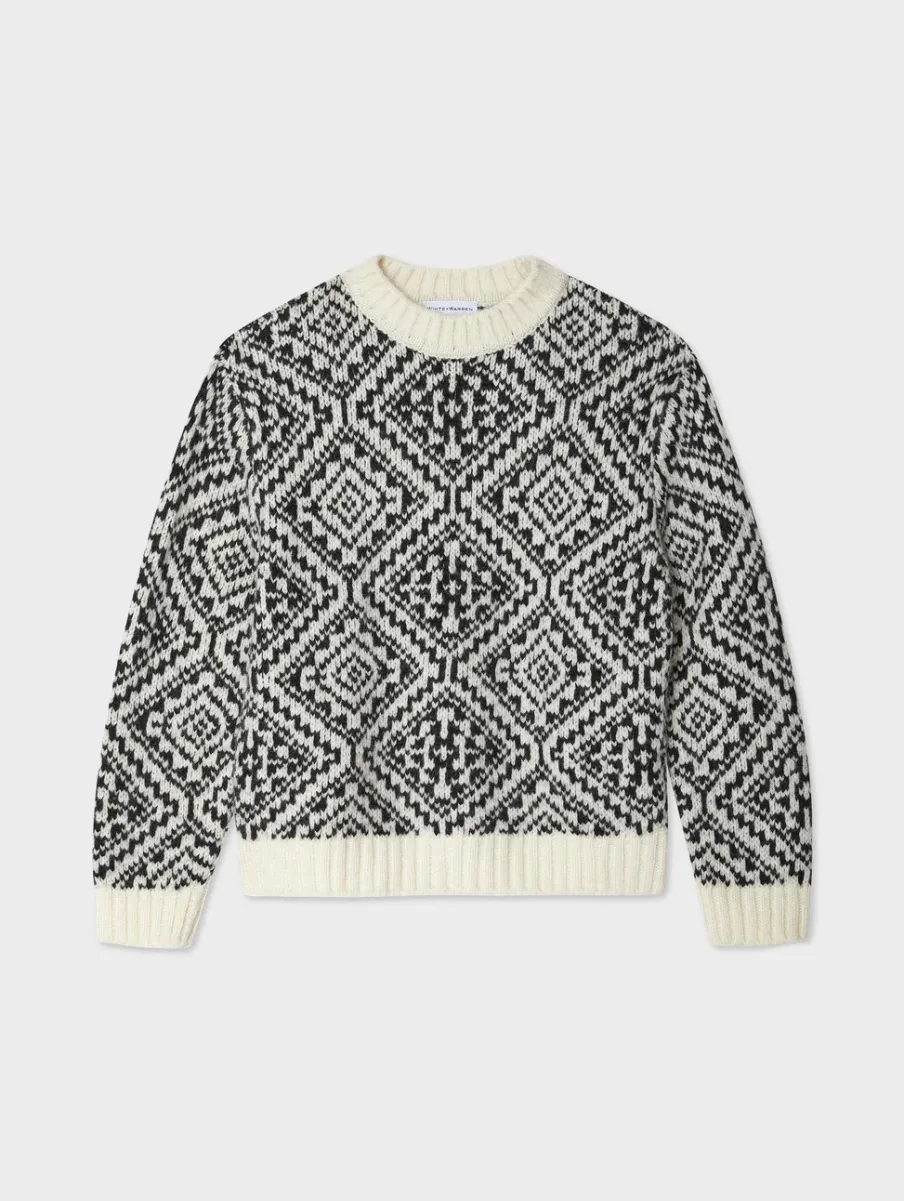 Online White + Warren alpaca blend nordic crewneck Ivory/black