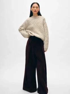 Online White + Warren alpaca blend nordic crewneck OatStraw/ivory
