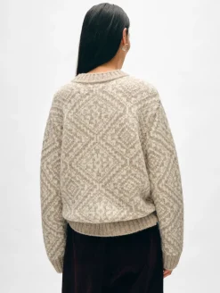 Online White + Warren alpaca blend nordic crewneck OatStraw/ivory