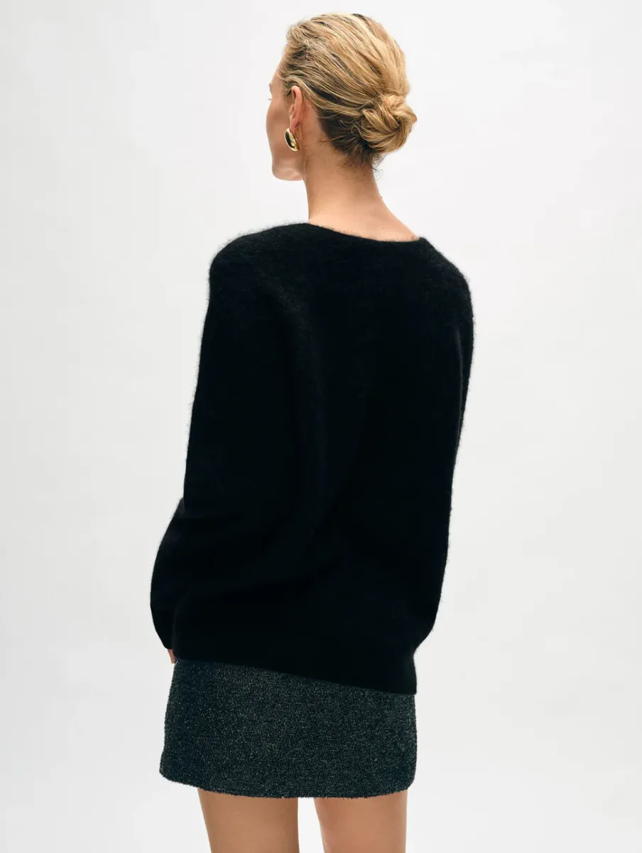 Sale White + Warren brushed cashmere easy v neck Black