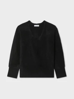Sale White + Warren brushed cashmere easy v neck Black