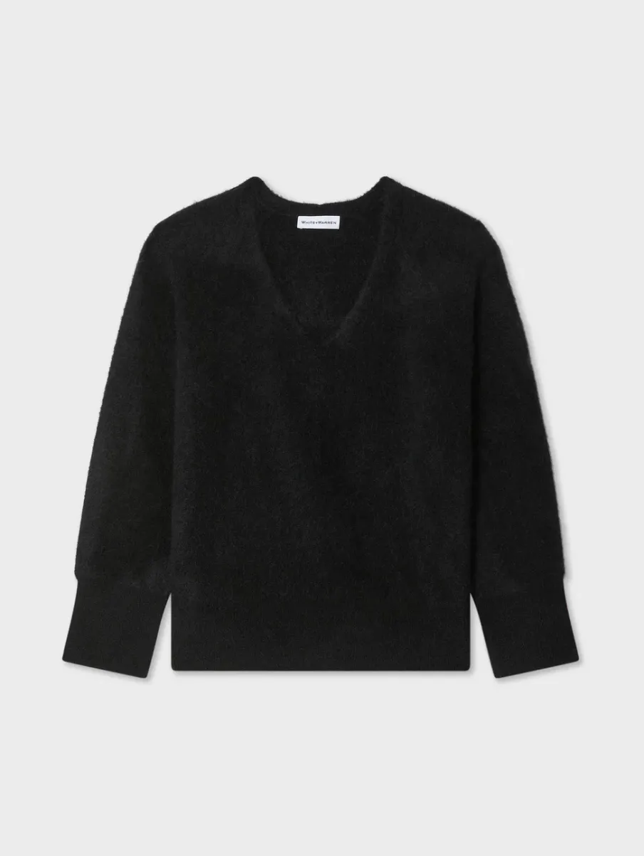 Sale White + Warren brushed cashmere easy v neck Black