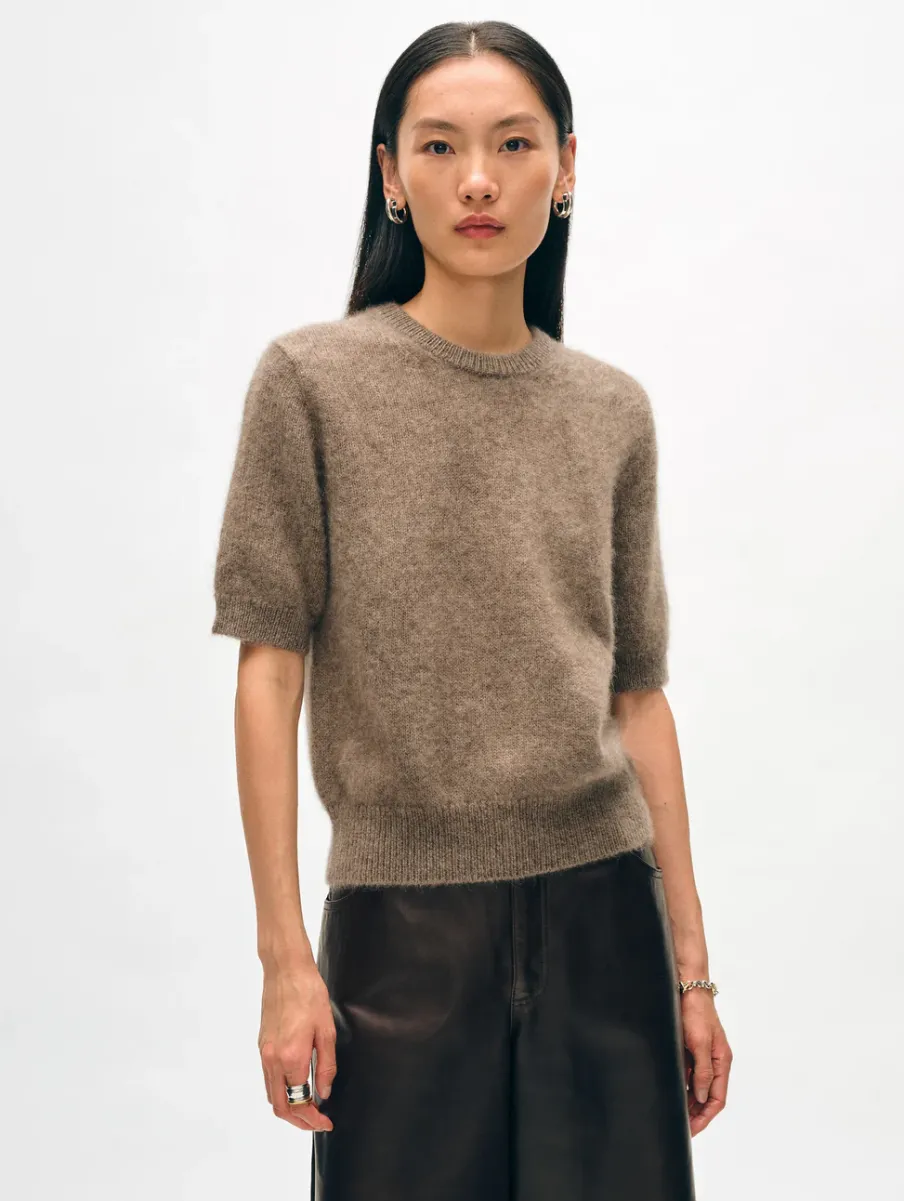 Best White + Warren brushed cashmere tee Taupe