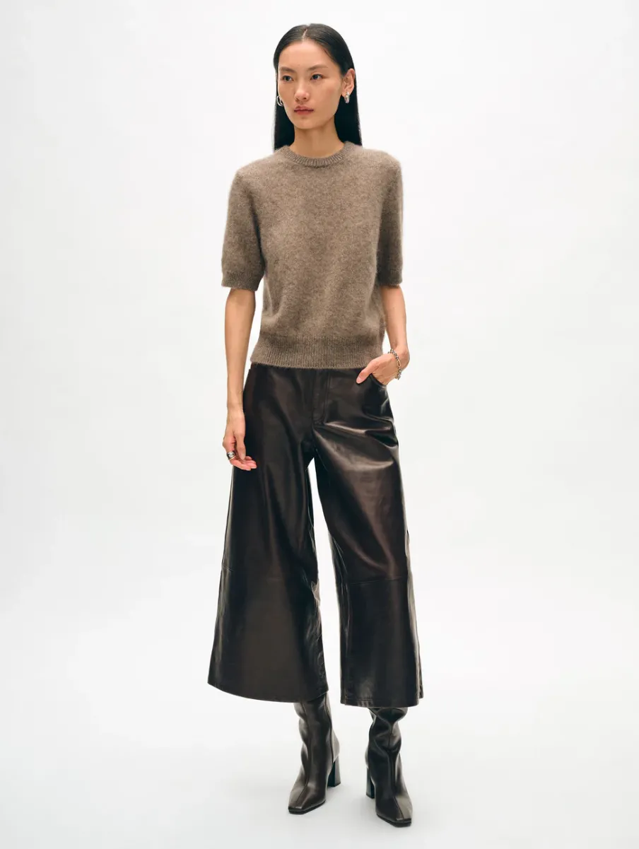 Best White + Warren brushed cashmere tee Taupe