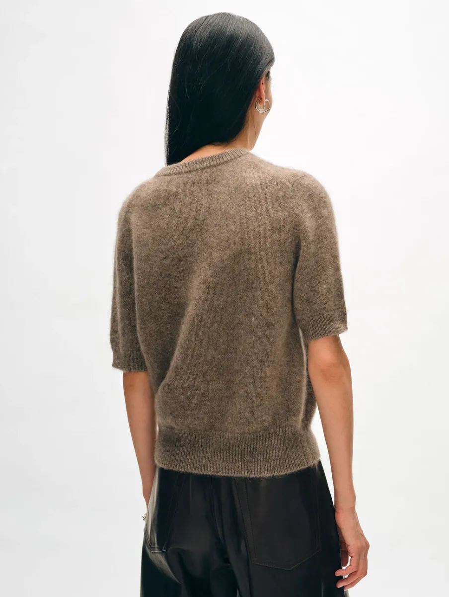 Best White + Warren brushed cashmere tee Taupe