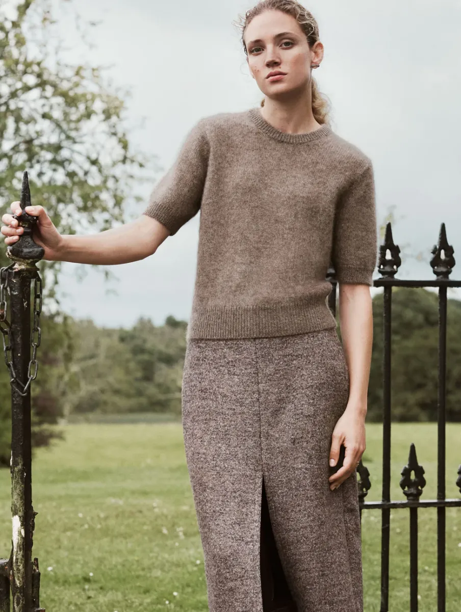 Best White + Warren brushed cashmere tee Taupe