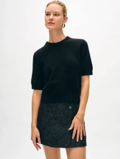 Hot White + Warren brushed cashmere tee Black