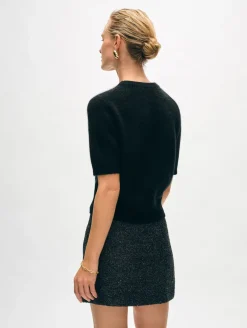 Hot White + Warren brushed cashmere tee Black