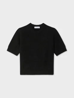 Hot White + Warren brushed cashmere tee Black