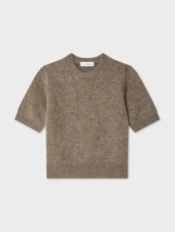 Clearance White + Warren brushed cashmere tee Taupe
