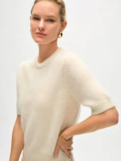 Clearance White + Warren brushed cashmere tee Ivory