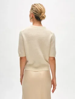 Clearance White + Warren brushed cashmere tee Ivory