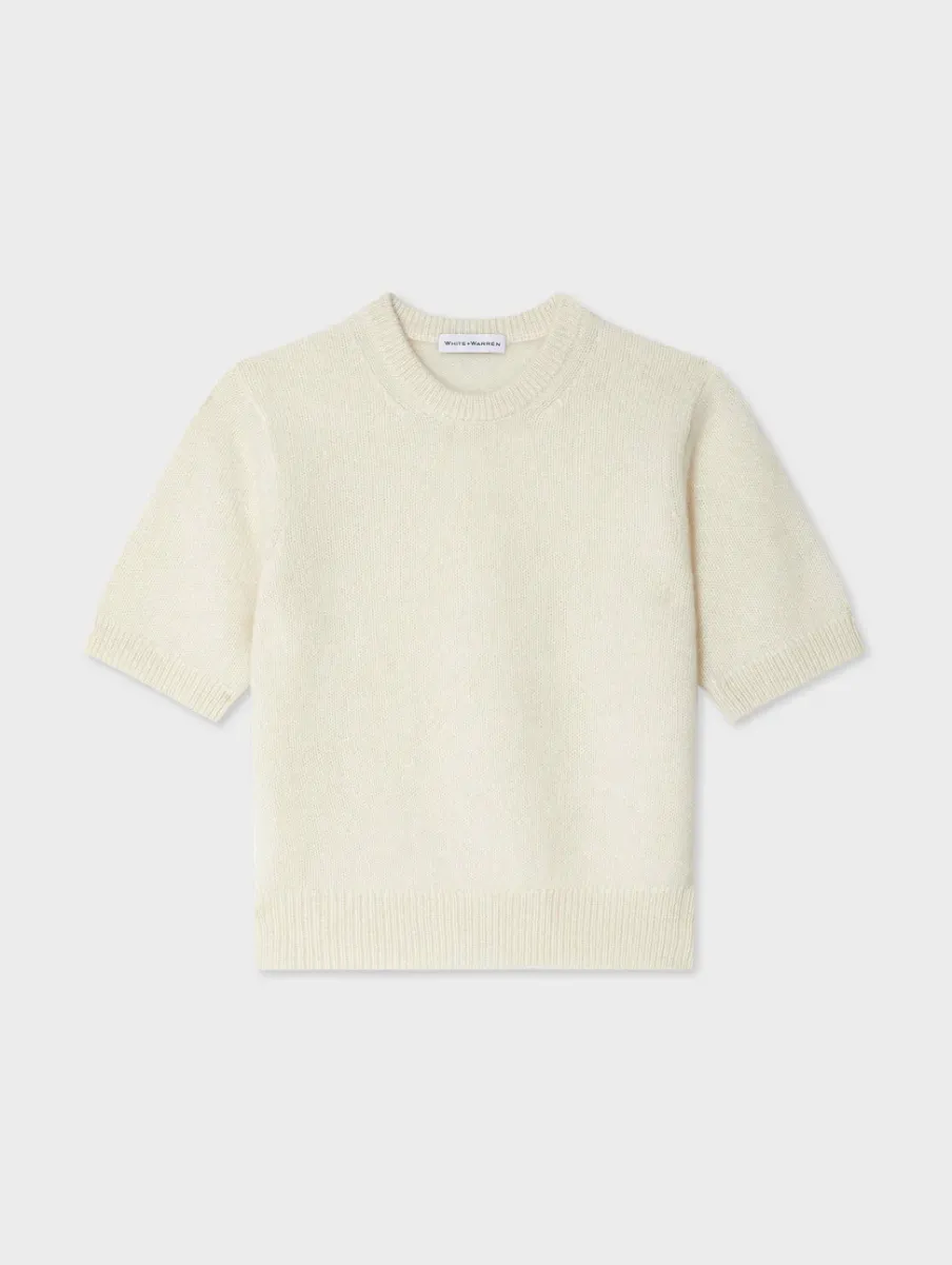 Fashion White + Warren brushed cashmere tee Ivory