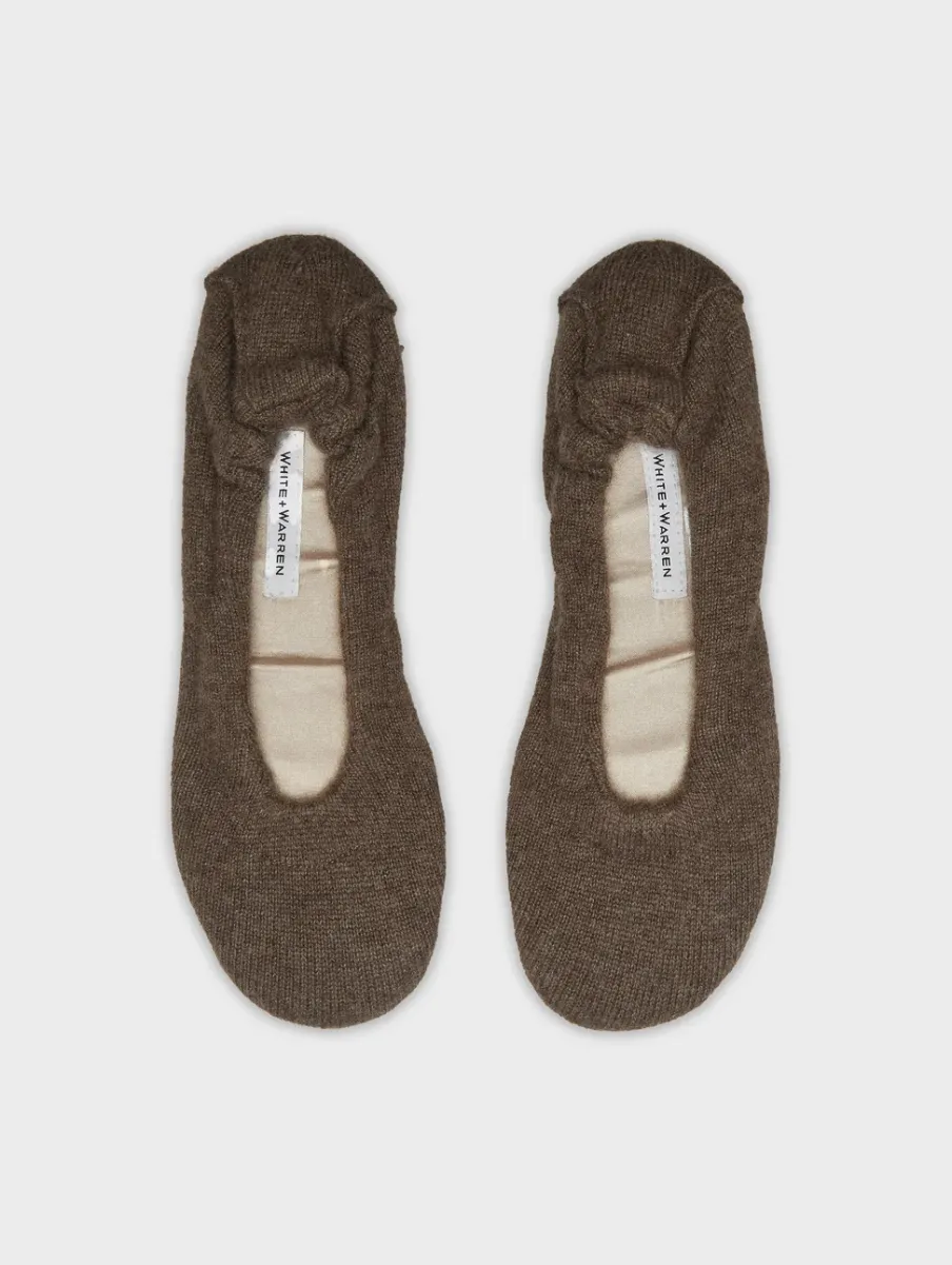 Clearance White + Warren cashmere ballet slipper RussetBrown