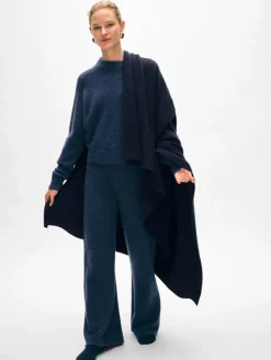 Outlet White + Warren cashmere blanket DeepNavy
