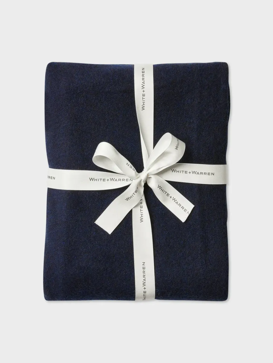 Outlet White + Warren cashmere blanket DeepNavy