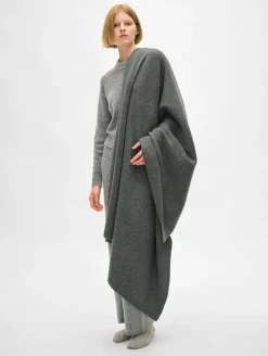 Outlet White + Warren cashmere blanket GraphiteHeather