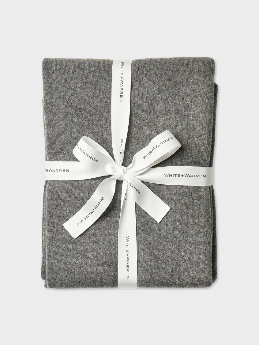 Outlet White + Warren cashmere blanket GraphiteHeather