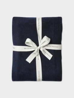 Outlet White + Warren cashmere blanket DeepNavy