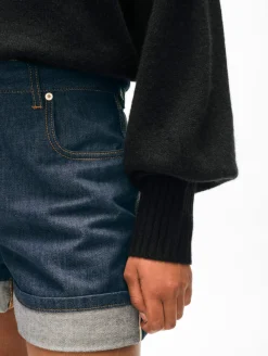 Outlet White + Warren cashmere blouson sleeve crewneck Black