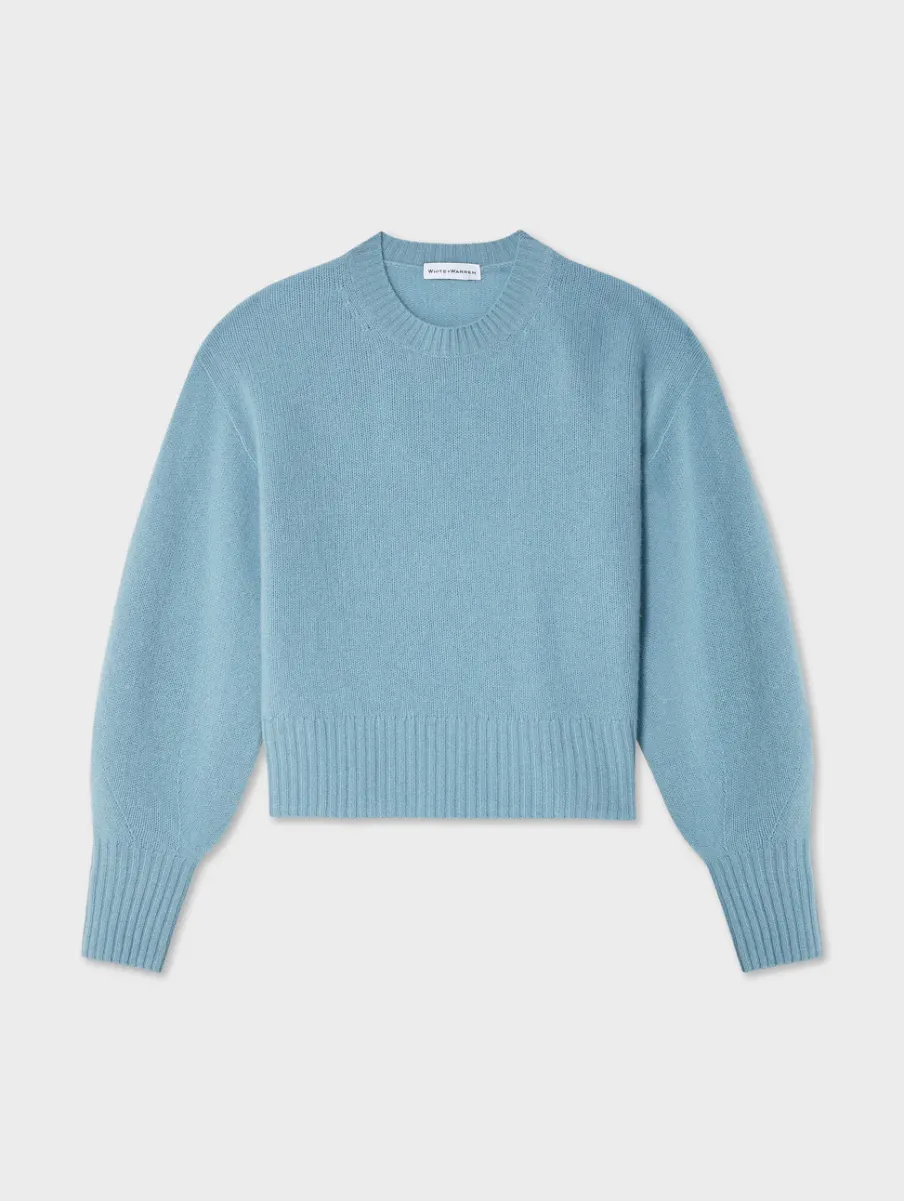 Sale White + Warren cashmere blouson sleeve crewneck SlateBlue