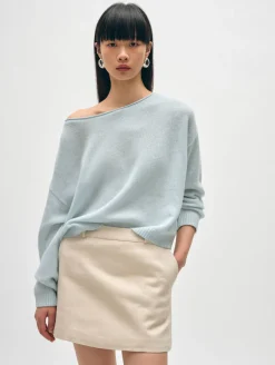 Discount White + Warren cashmere boatneck sweater TidalPoolHeather