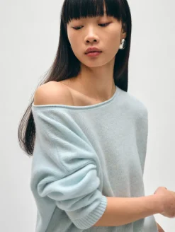 Discount White + Warren cashmere boatneck sweater TidalPoolHeather