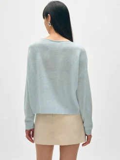 Discount White + Warren cashmere boatneck sweater TidalPoolHeather