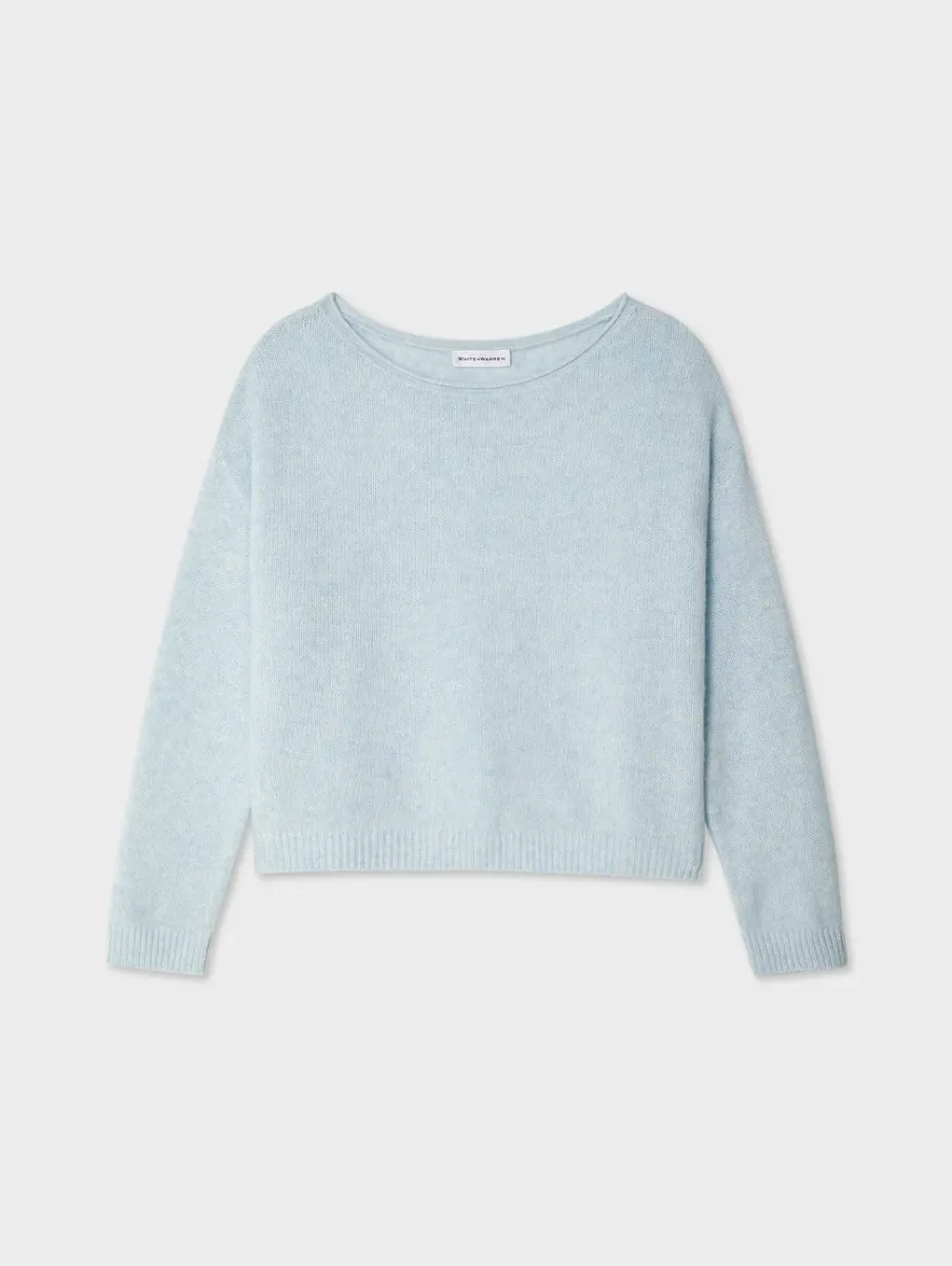 Discount White + Warren cashmere boatneck sweater TidalPoolHeather