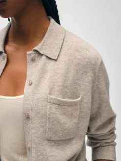 Best White + Warren cashmere button down shirt SandWispHeather