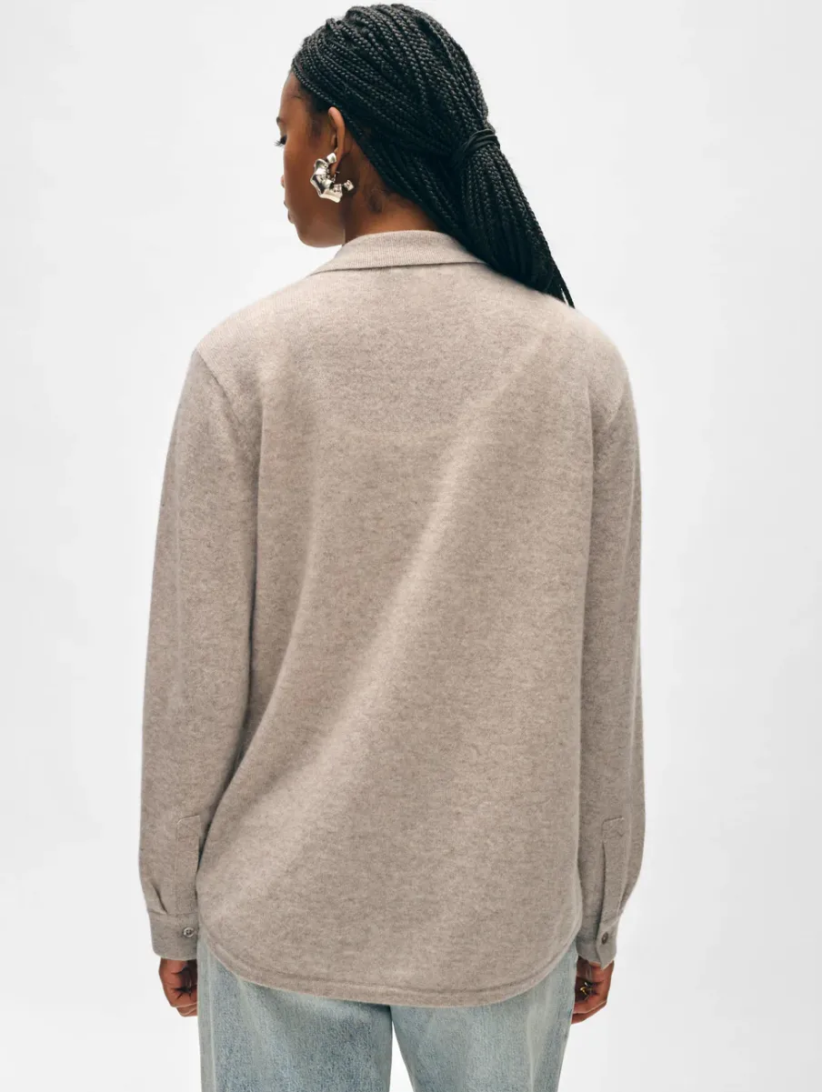 Best White + Warren cashmere button down shirt SandWispHeather