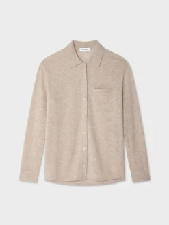 Best White + Warren cashmere button down shirt SandWispHeather