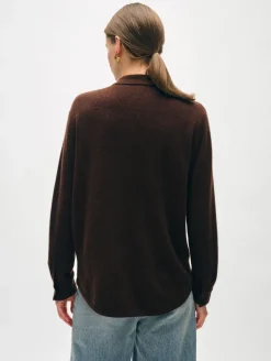 Best White + Warren cashmere button down shirt Espresso