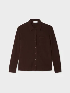 Best White + Warren cashmere button down shirt Espresso