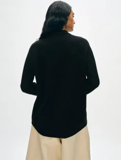 Discount White + Warren cashmere button down shirt Black