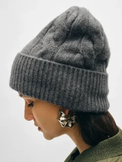 Discount White + Warren cashmere cable beanie GraphiteHeather