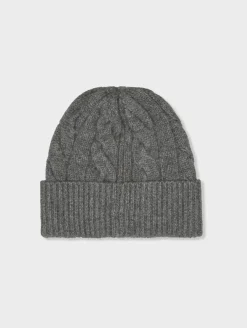 Online White + Warren cashmere cable beanie GraphiteHeather