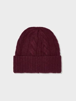 Fashion White + Warren cashmere cable beanie Sangria