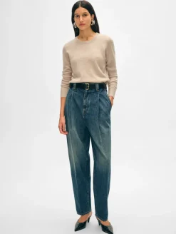 Clearance White + Warren cashmere crewneck SandWispHeather