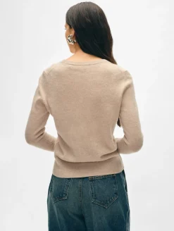 Clearance White + Warren cashmere crewneck SandWispHeather
