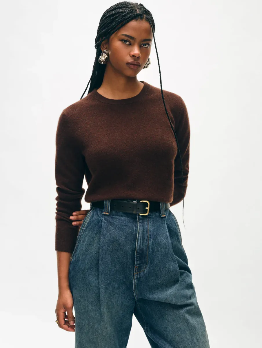 Fashion White + Warren cashmere crewneck Espresso