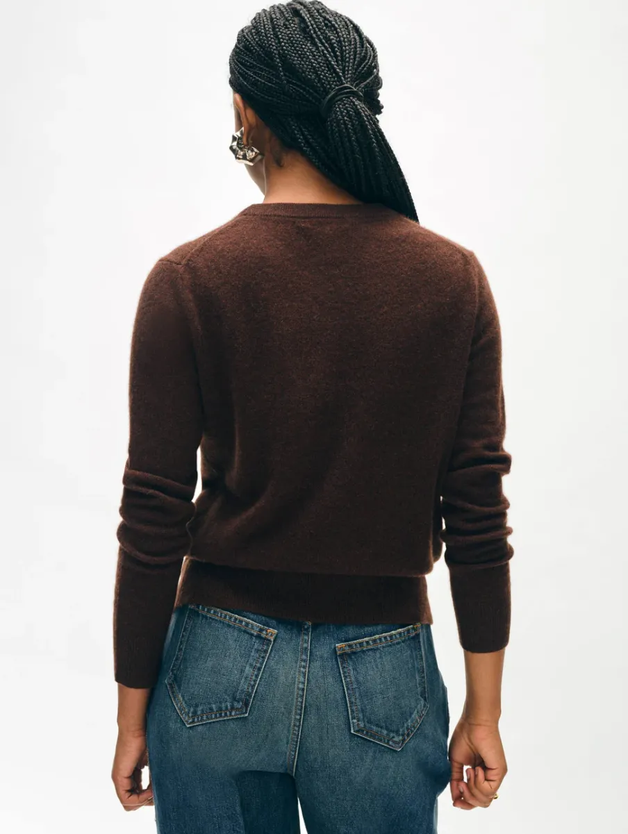 Fashion White + Warren cashmere crewneck Espresso