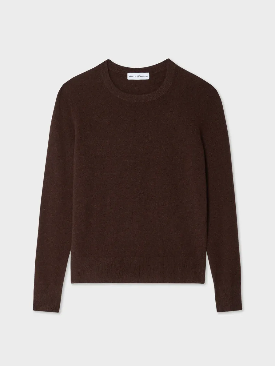 Fashion White + Warren cashmere crewneck Espresso