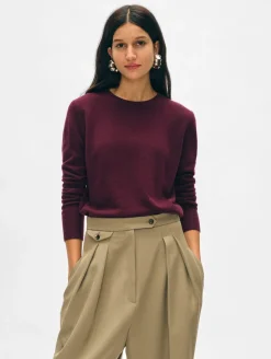 Outlet White + Warren cashmere crewneck Sangria